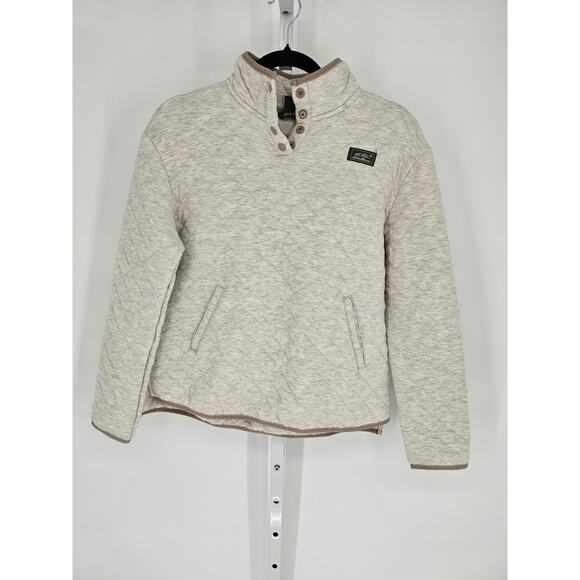 Eddie Bauer Women's Grey Quilted Long Sleeve Pullover Snap Sweatshirt Size M - Picture 1 of 4